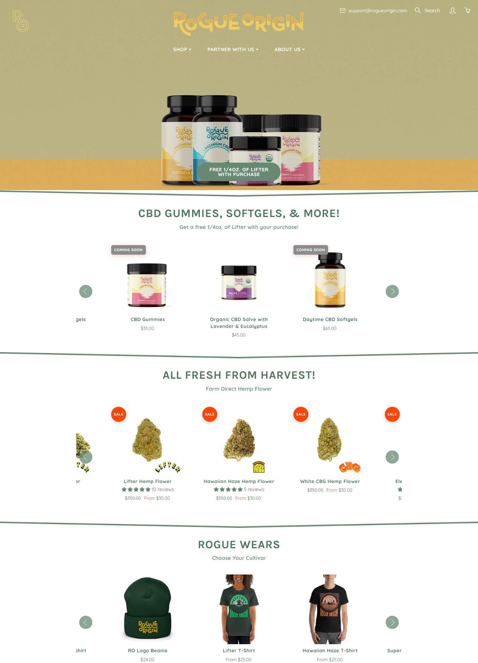 Rogue Origin Old Product Page