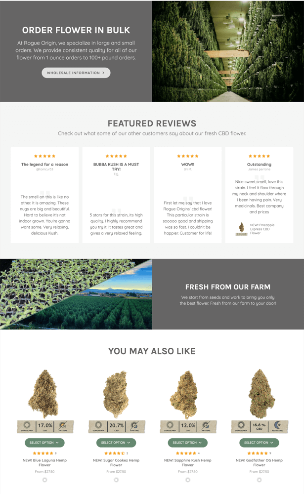 Rogue Origin revised product display page