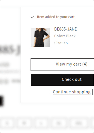 Successful addition notification to shopping cart on the new GGblue website