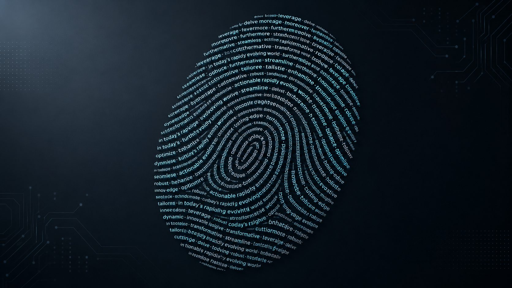 fingerprint made of commonly used AI words