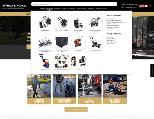 Image showing updated navigation menu for Asphalt Kingdom