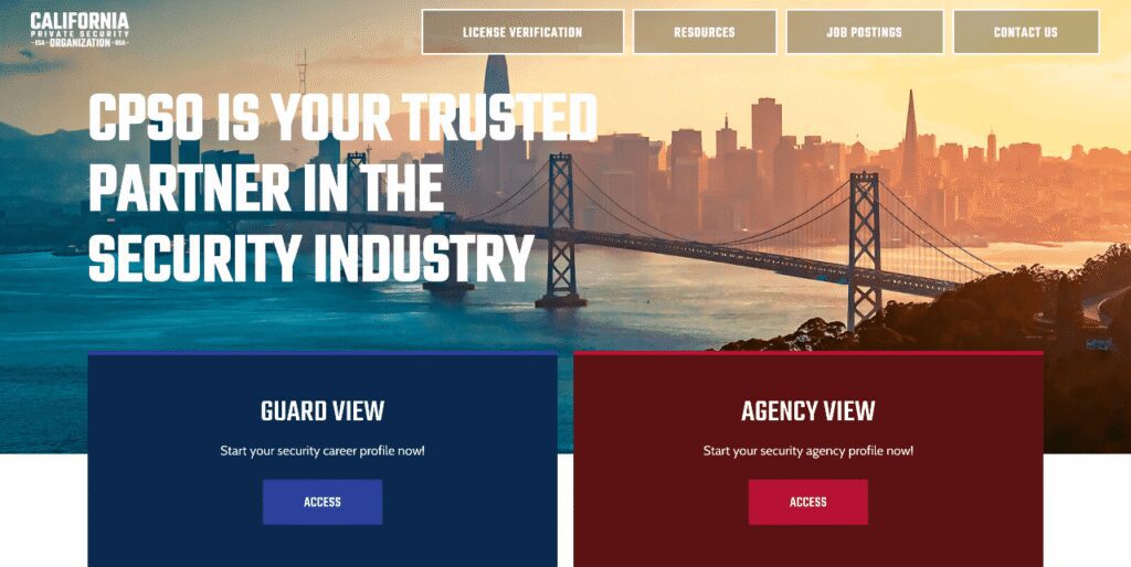 California Private Security Organization Home page