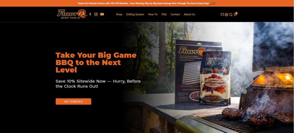 A screenshot of the FlavrQ homepage