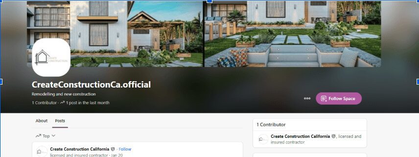Quora’s profile for Create Construction