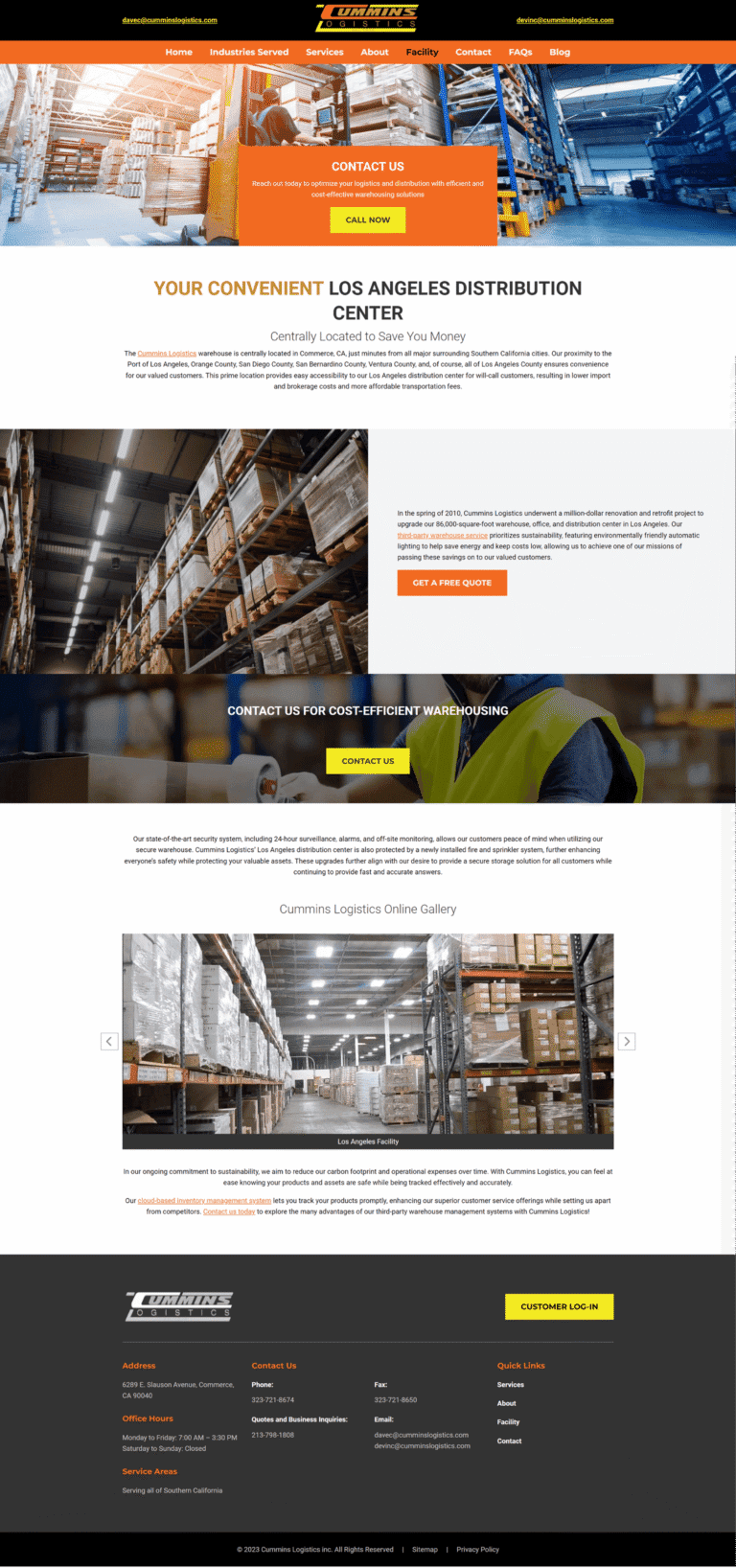 Cummins Logistics Facility page