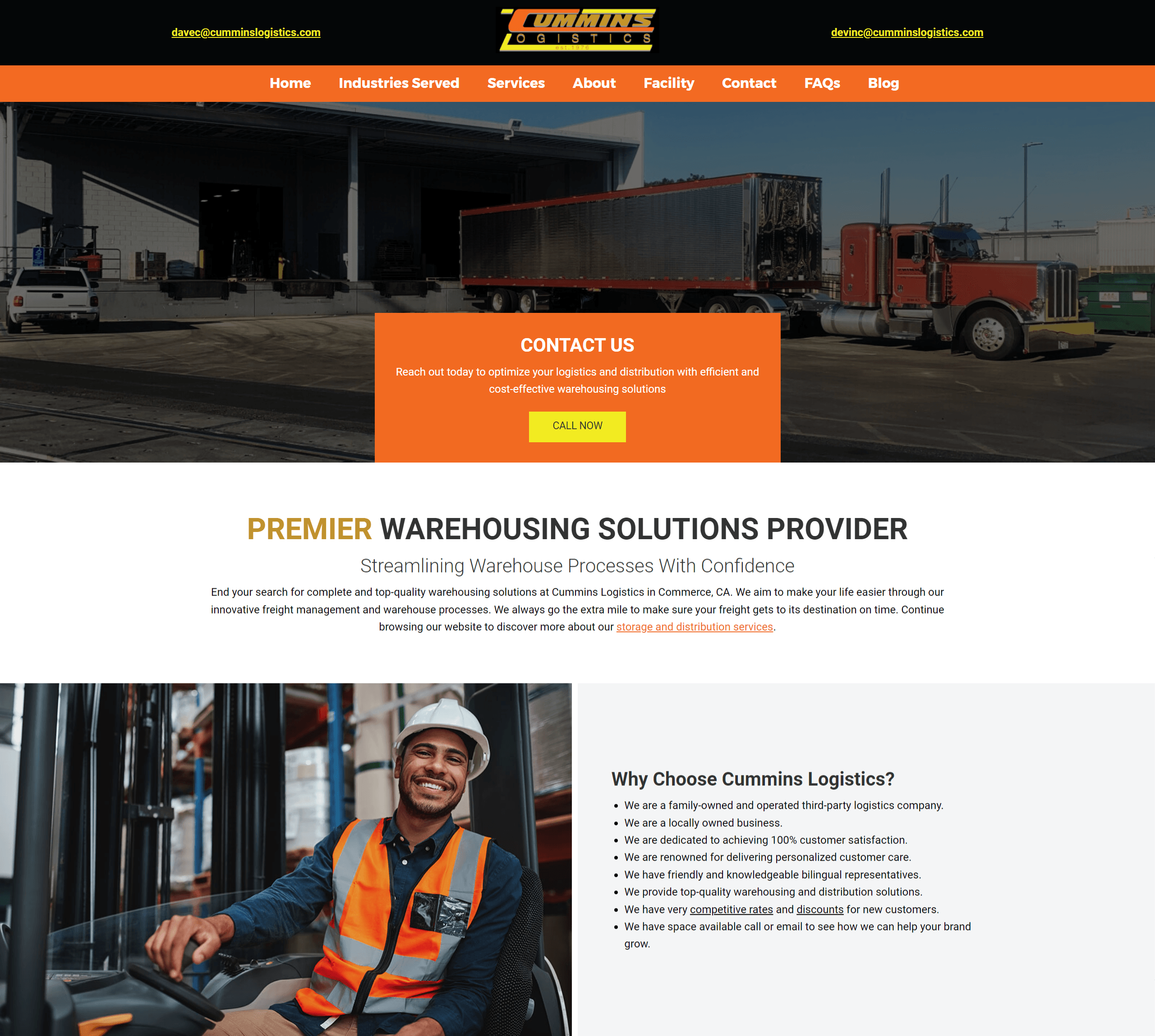 Cummins Logistics Old Home page