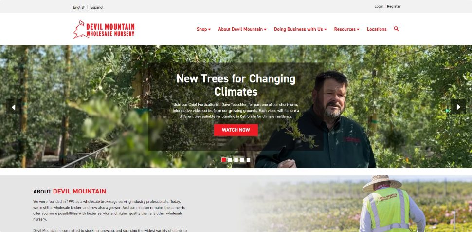 Devil Mountain Nursery Home Page with New Trees for Changing Climate
