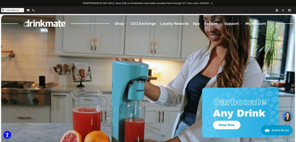 Drinkmate new homepage screenshot