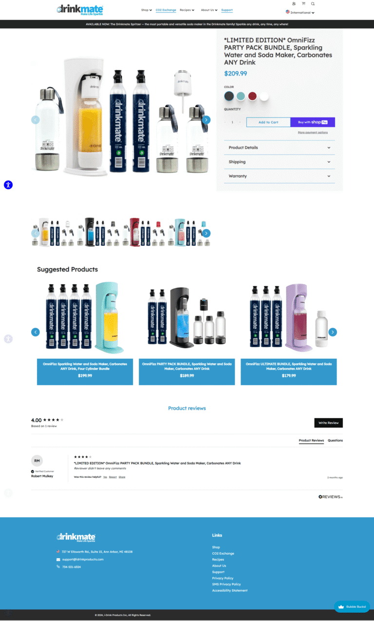 Drinkmate old USA product page