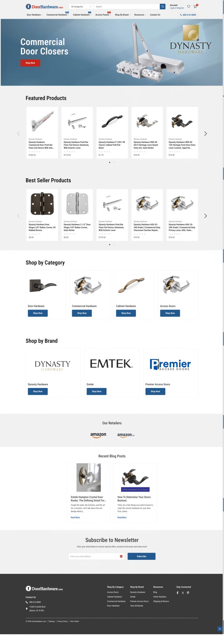 New homepage for home decor brand Dynasty Hardware