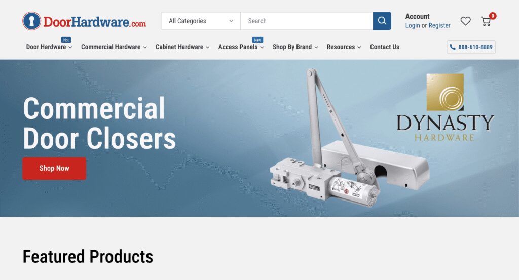 New homepage for home decor brand Dynasty Hardware