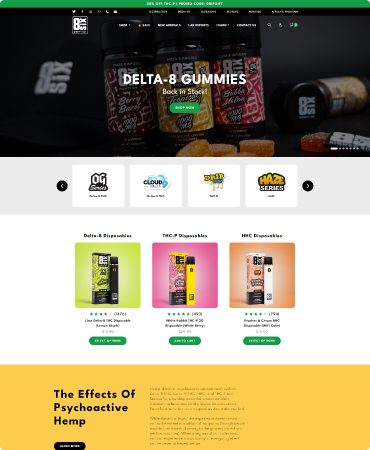 Eighty Six Brand Home Page showing Delta 8 Gummies