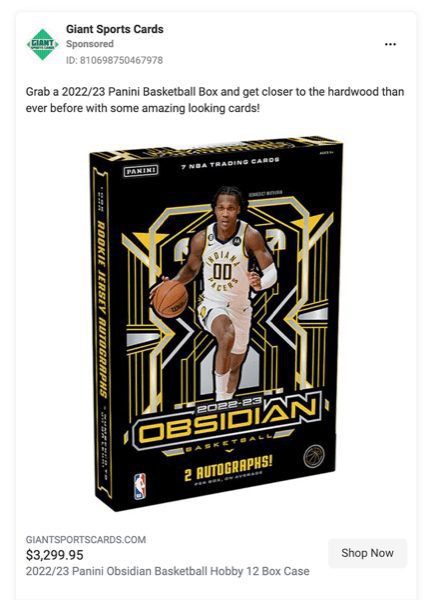 Giant Sports Cards Facebook ad