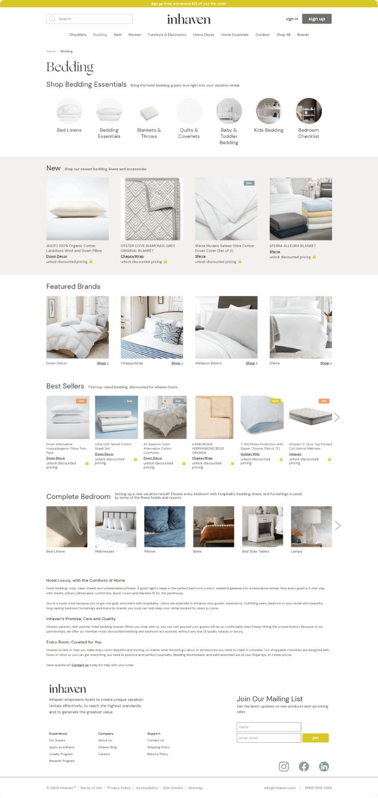 Inhaven Shop for bedding essentials product page