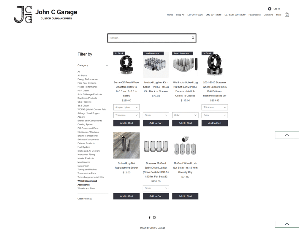 Old Category page for John C Garage