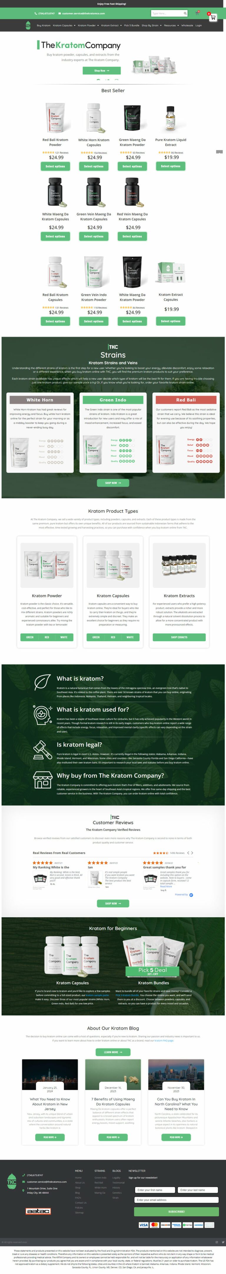 Home Page for Premium Supplements dba The Kratom Company