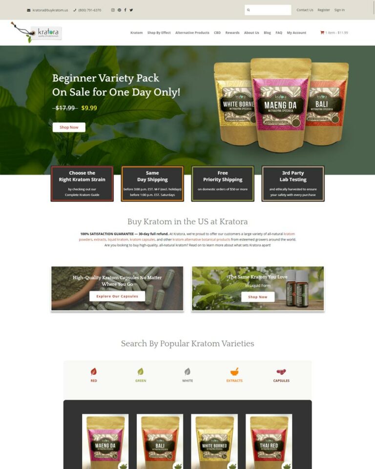 Kratora Variety Pack displayed on Home page