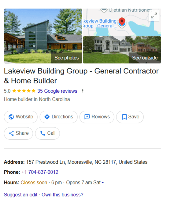 Lakeview Building Group’s Google Business Profile