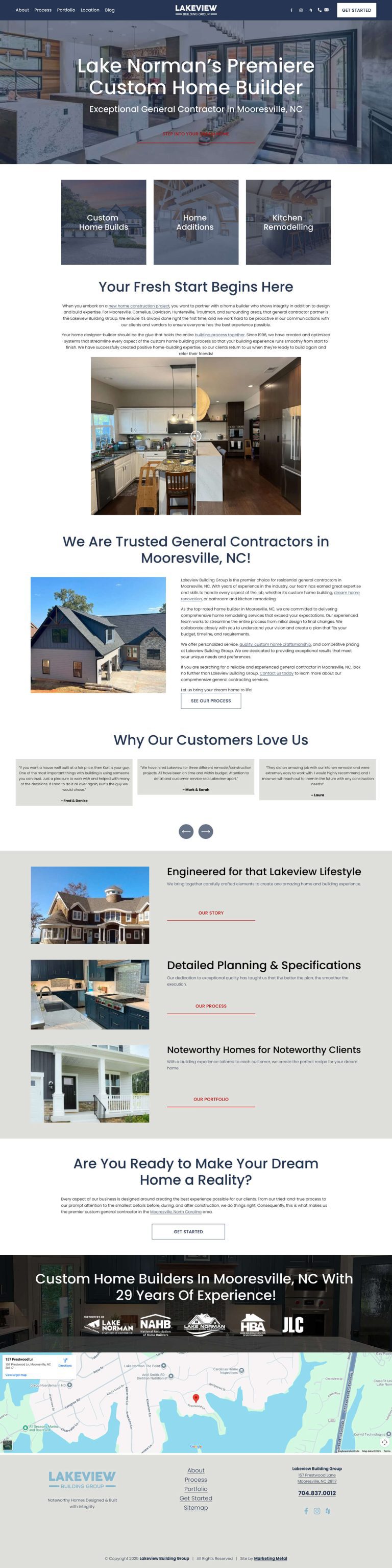 Lakeview Building Group Home page revamp with trust badges