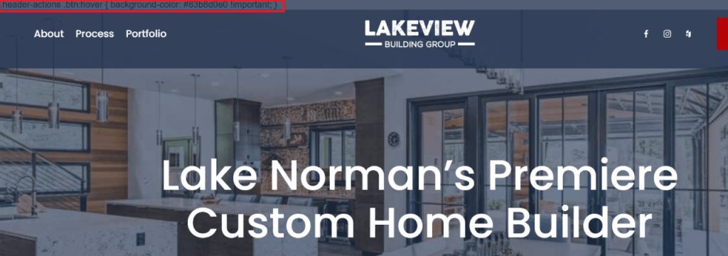 Visible CSS Code on Lakeview Building Group’s home page