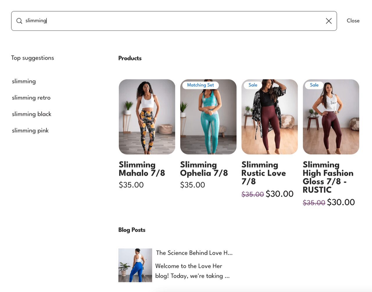 Love Her Shop smart search