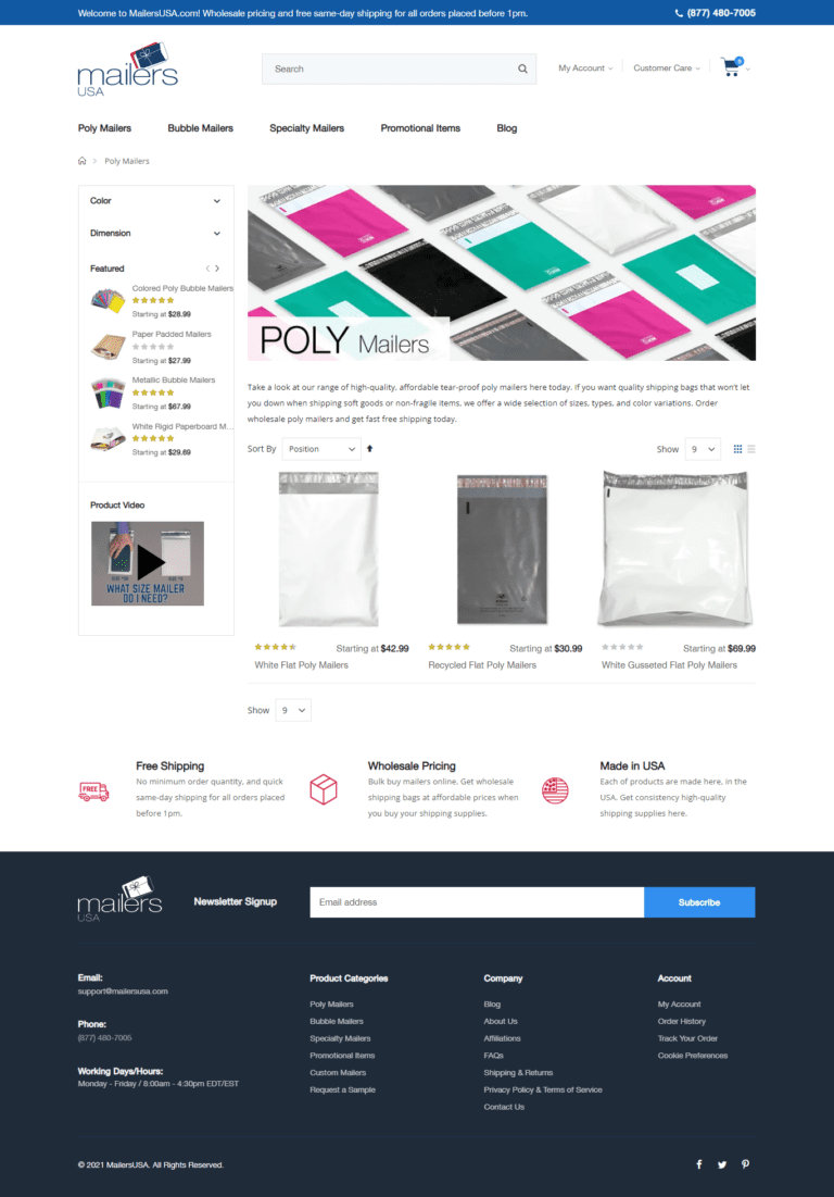 Mailers USA Poly Mailers category page