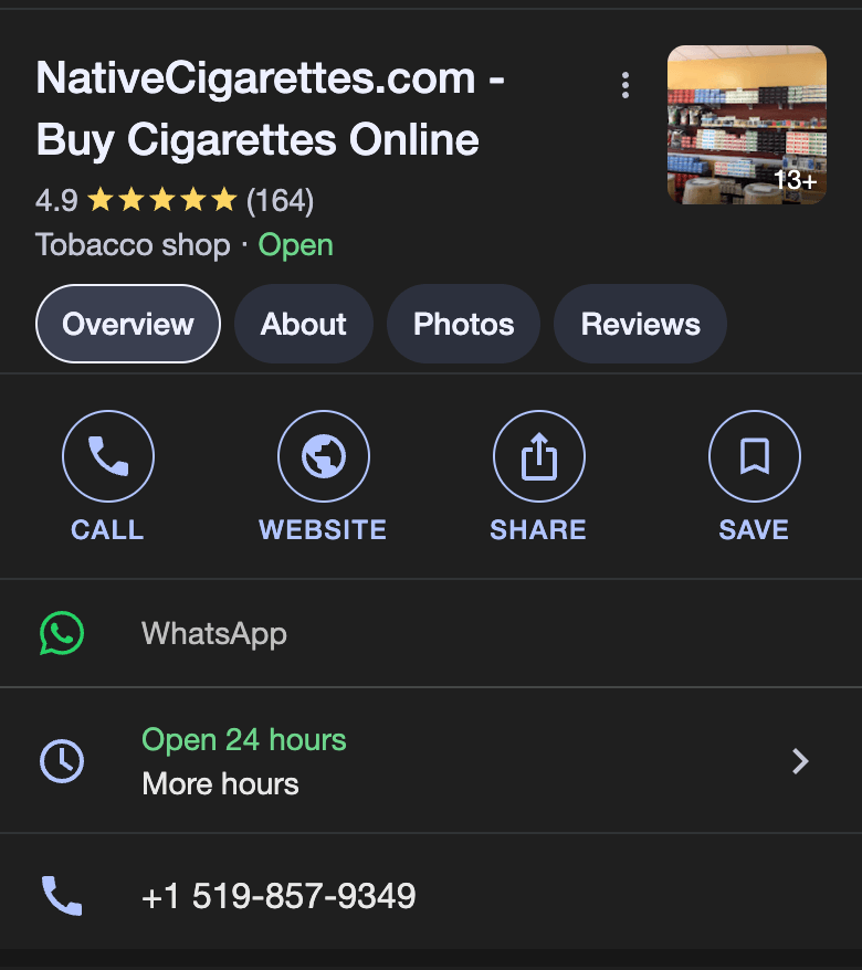 Native Cigarettes Google Business Profile image