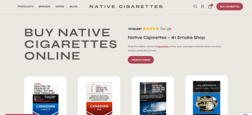 Native Cigarettes homepage screenshot