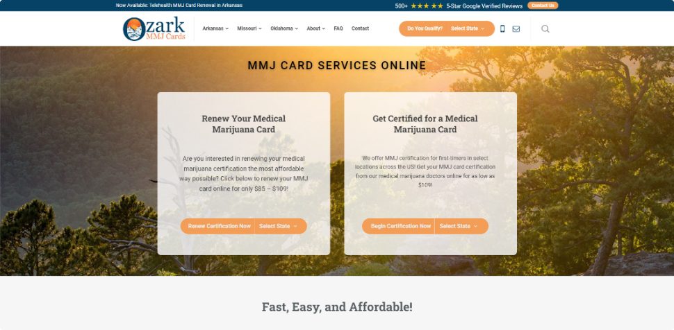 Home Page for Ozark MMJ Cards