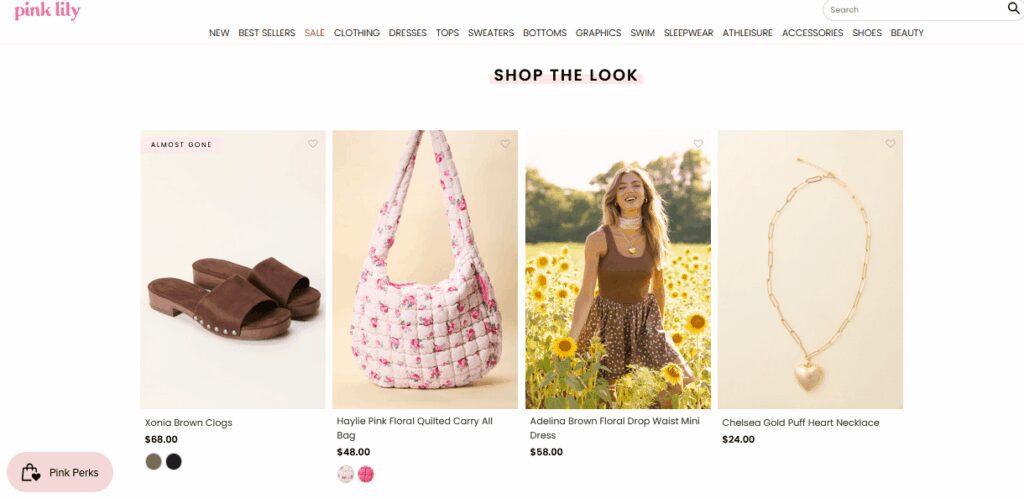 Pink Lily’s website section that bundles clothes and accessories
