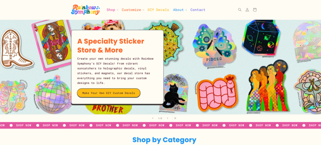 Rainbow Symphony homepage design