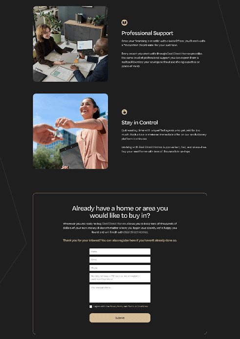 PPC landing page for Real Estate Brand