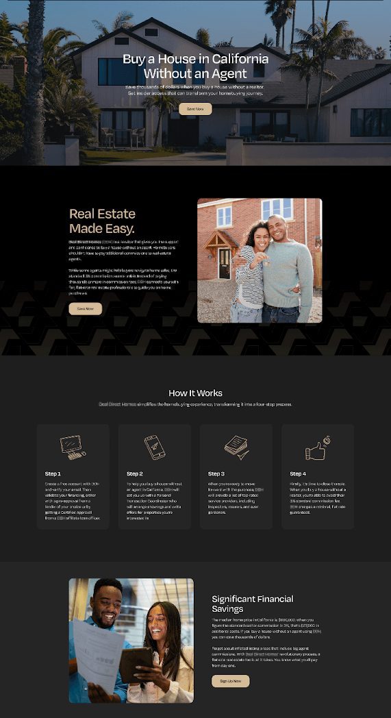 Registration page for Real Estate Brand’s website