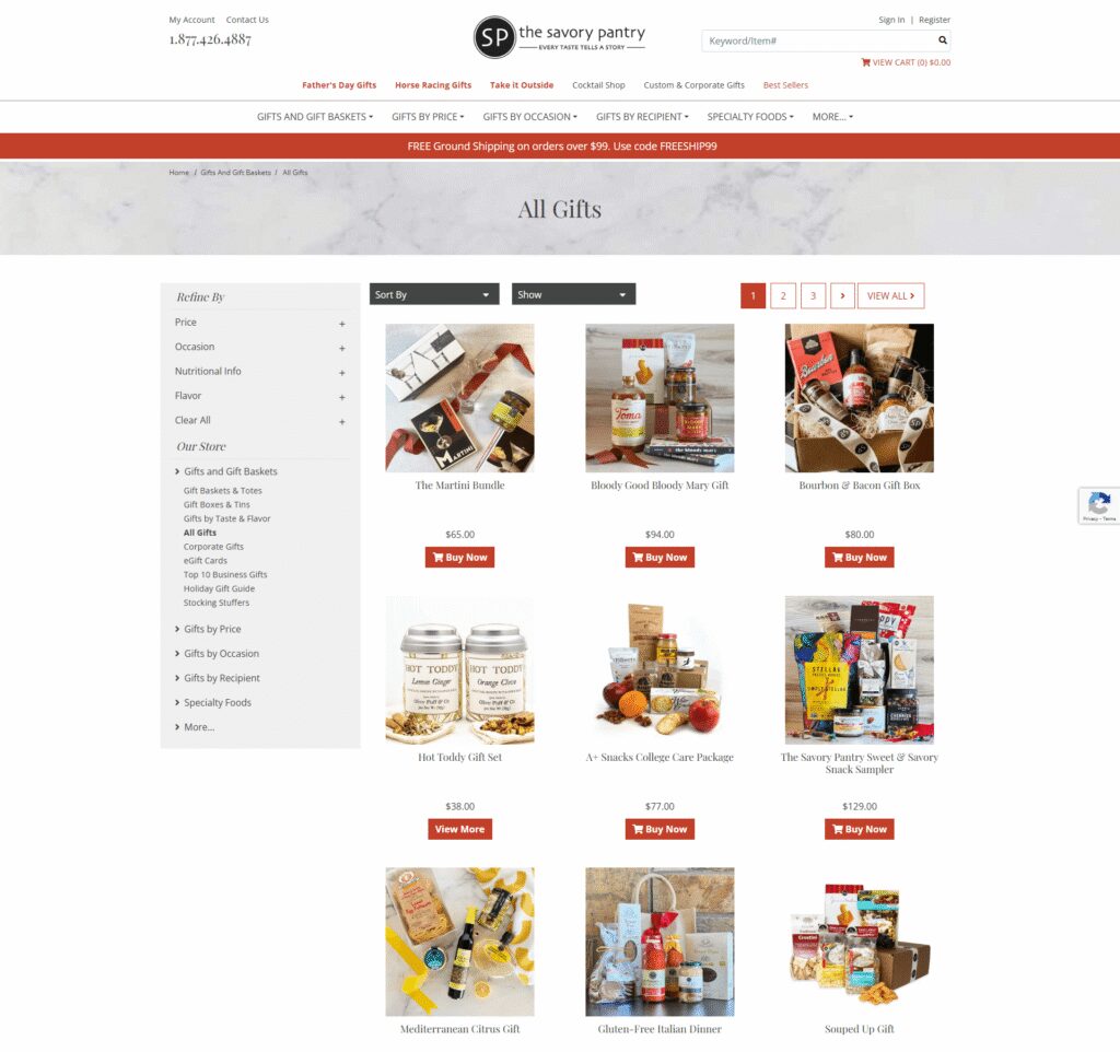 Alt text: Savory Pantry Old Collections page