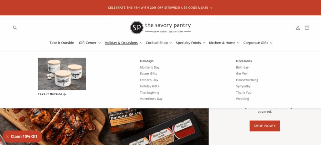 Savory Pantry mega menu