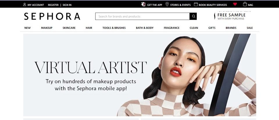 Screenshot of Sephora’s Virtual Artist feature