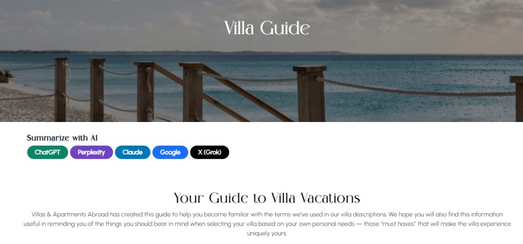 VAA Summarize with AI and share blog buttons feature