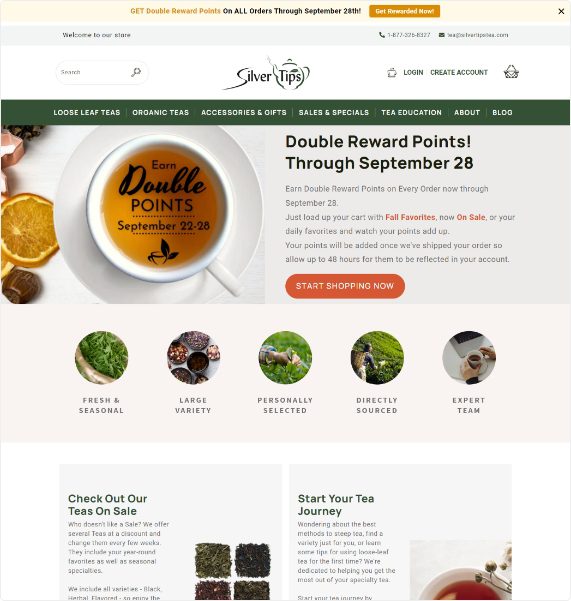 Silver Tips Tea’s New Homepage