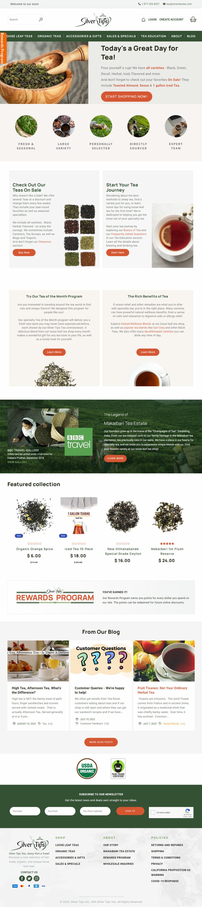 Silver Tips Tea Homepage