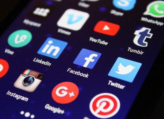Smartphone screen showing popular social media sites