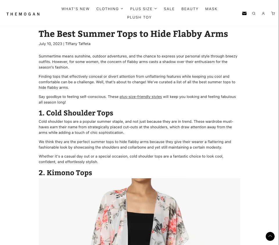 A blog about summer tops to hide flabby arms