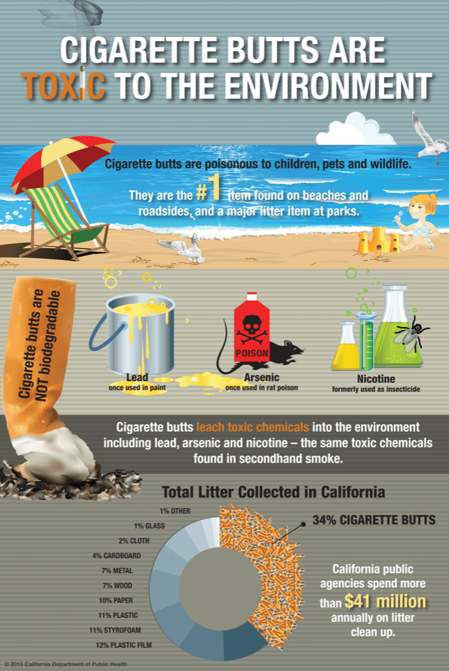 Infographic on The Toxic Environmental Effects of Cigarette Butts