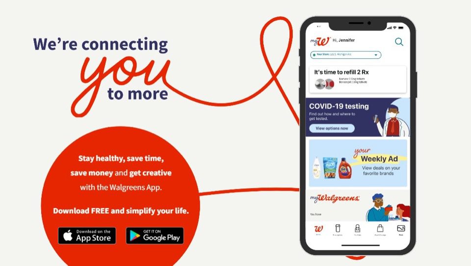 Capture d'écran de l'application de Walgreens sur un iPhone à partir de leur site Web