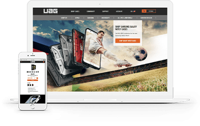 screenshot of Urban Armor Gear on laptop and mobile device