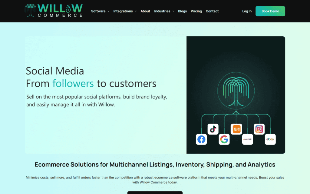 Willow Commerce homepage screenshot