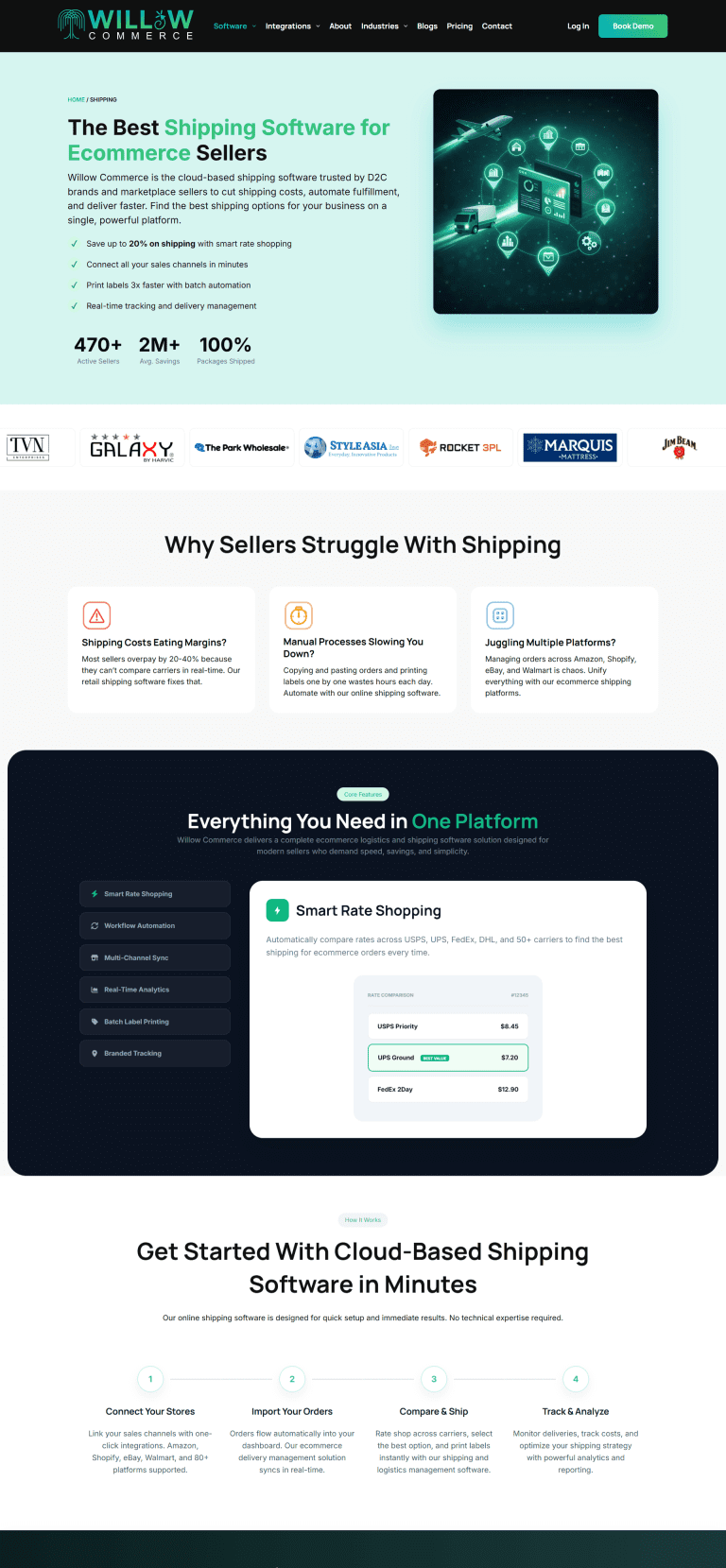 Willow Commerce shipping page