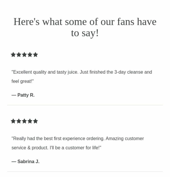 abandoned cart email featuring reviews