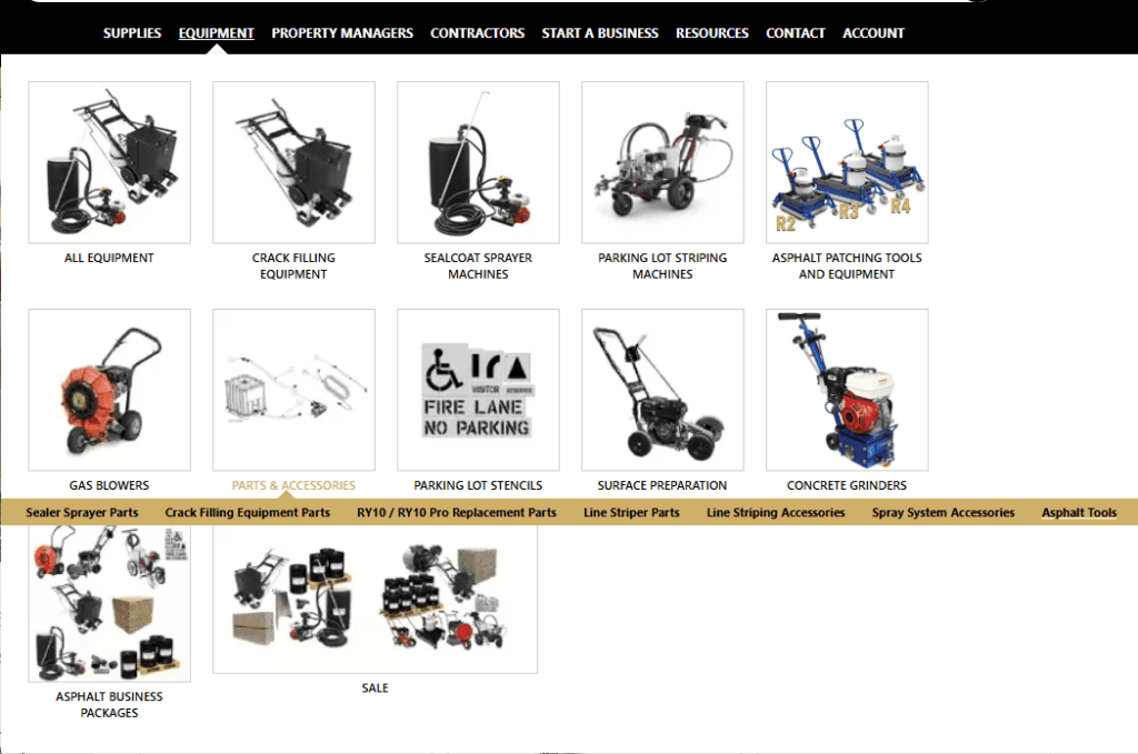 Equipment page on Asphalt Kingdom showing duplicate navigation tabs