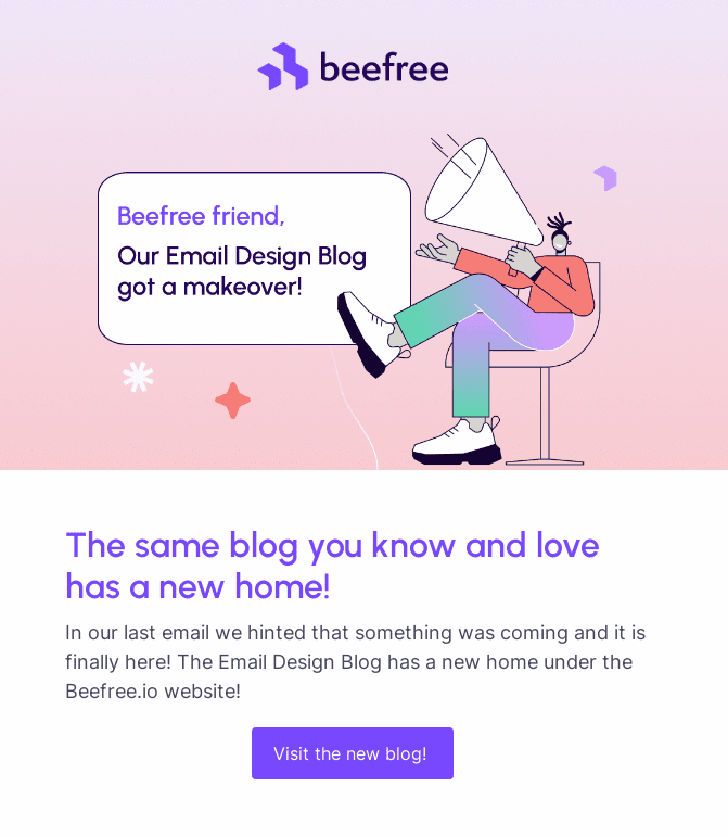 a beefree email about a blog update