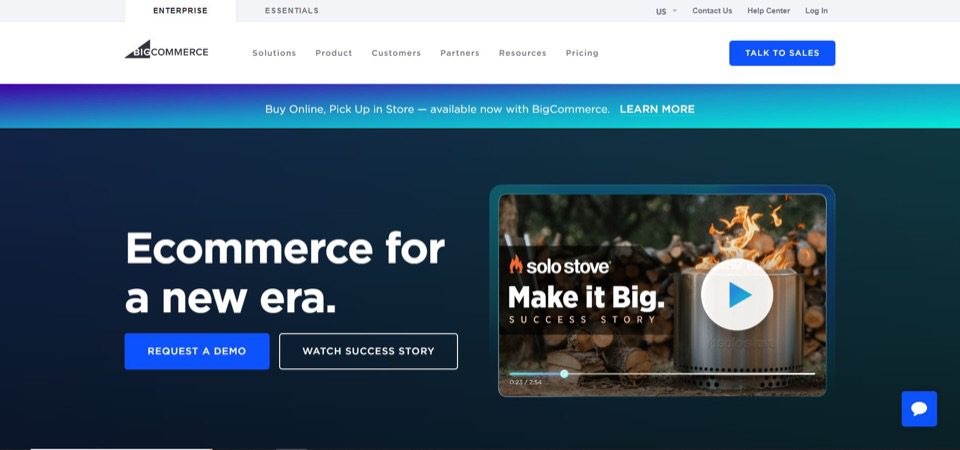 BigCommerce platform homepage